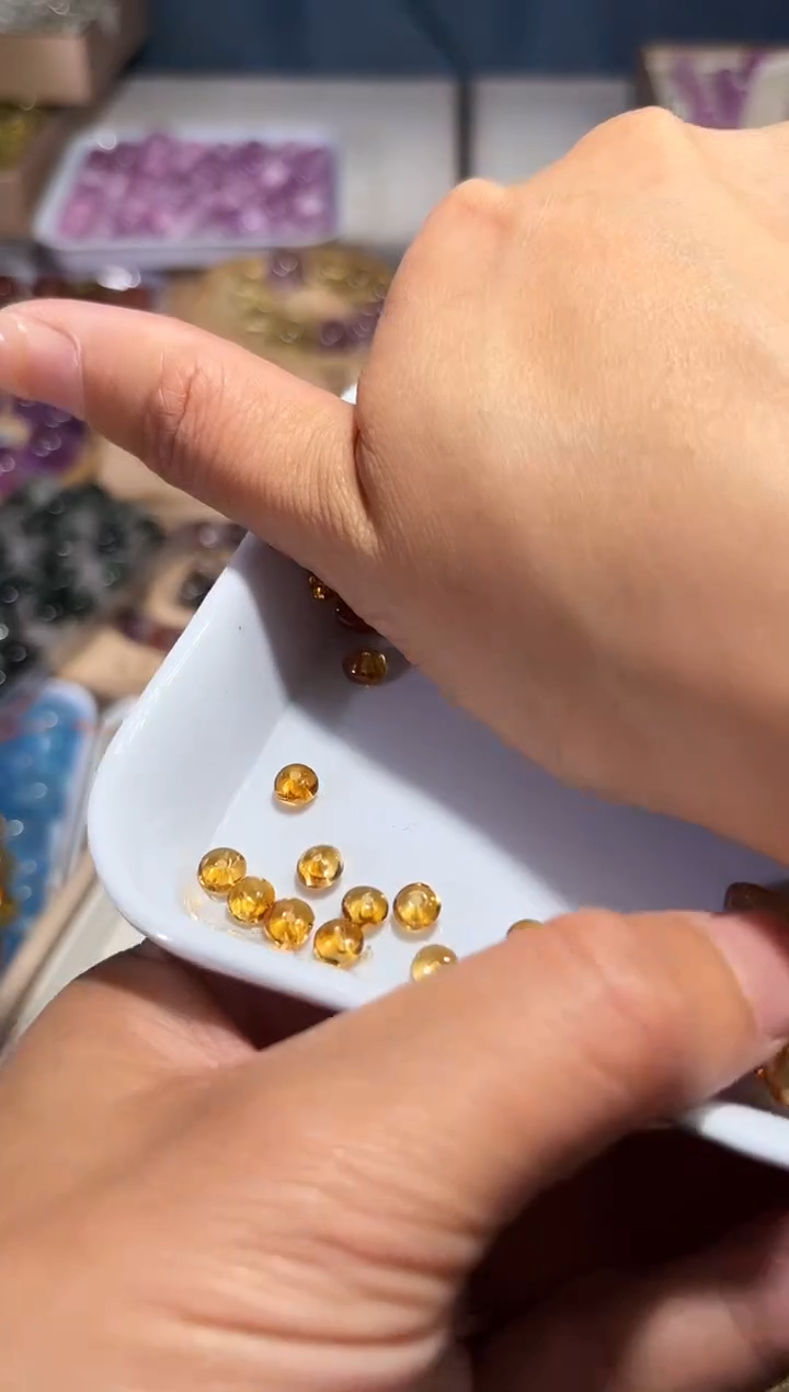 未镶嵌手串水晶黄水晶面包隔珠单颗