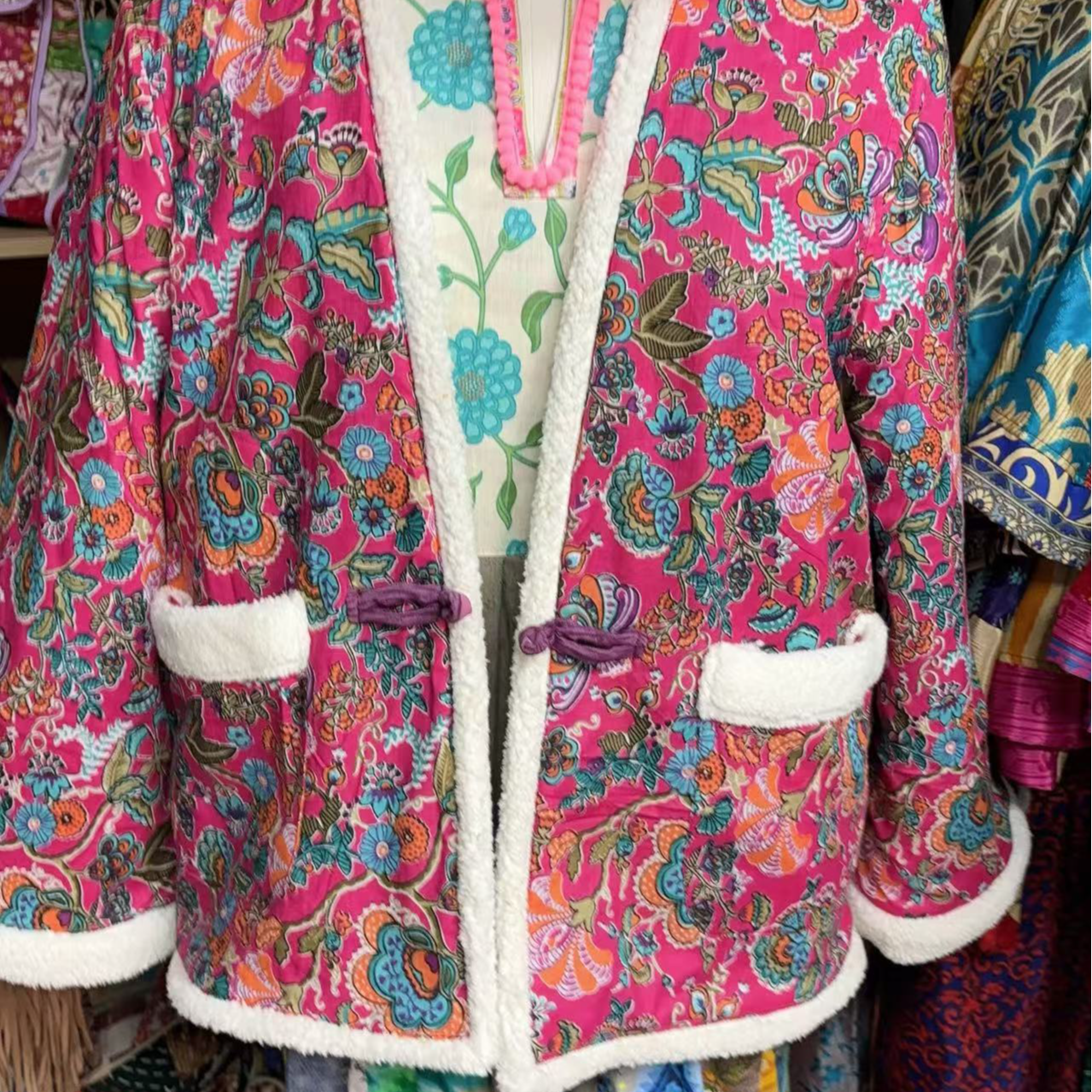 印度尼泊尔拓印棉加绒中式冬季外套盘扣款直播间下单不退不换上衣