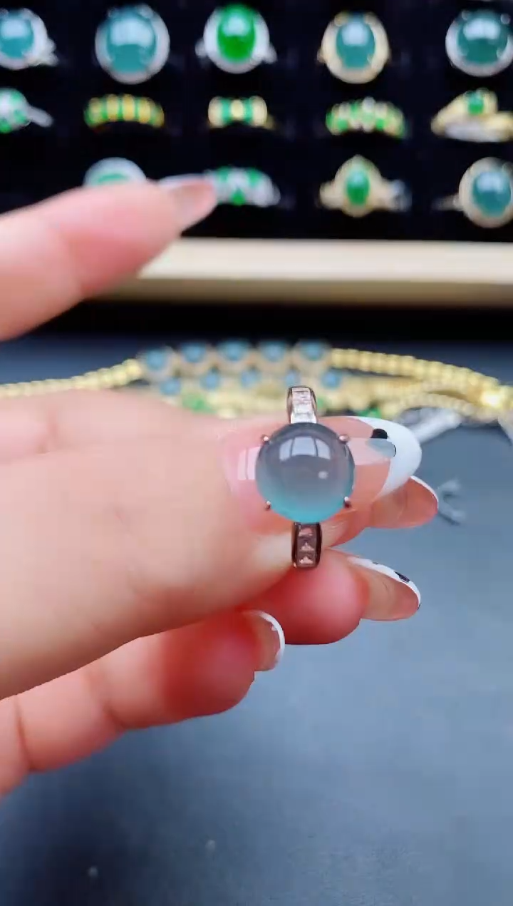 【闪购商品】翡翠银S925镶嵌戒指0850