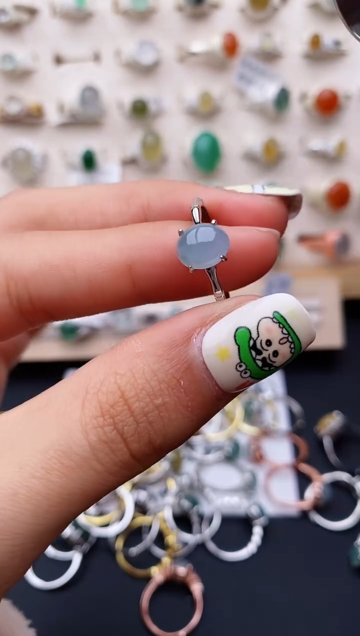 【闪购商品】翡翠戒指银S925镶嵌缅甸翡翠