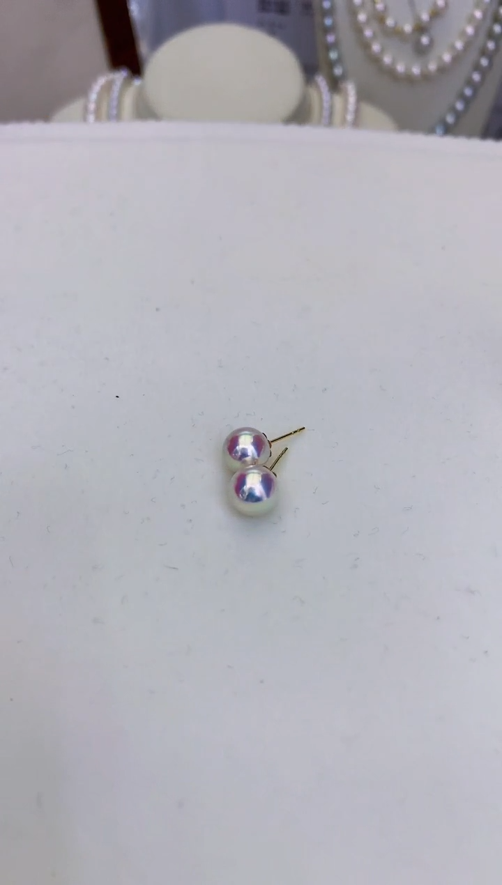 18K金镶嵌海水珍珠饰品8-8.5素钉定制