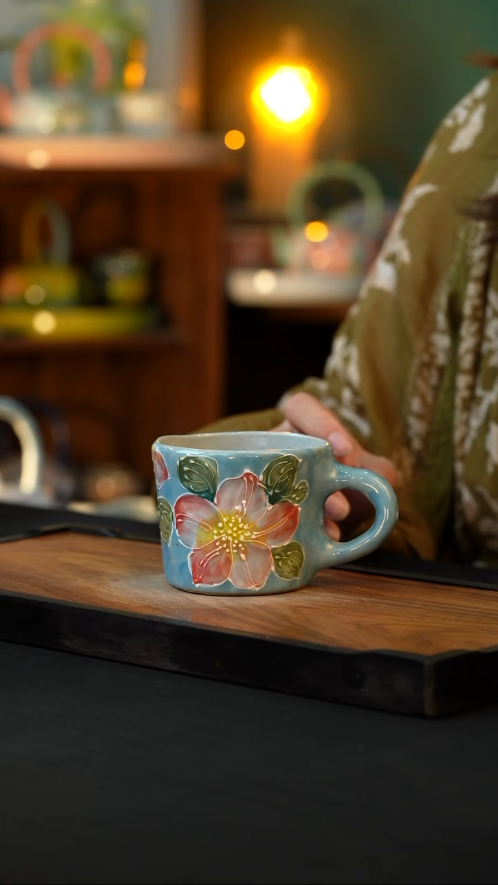 杯手绘心瓷陶瓷浮力