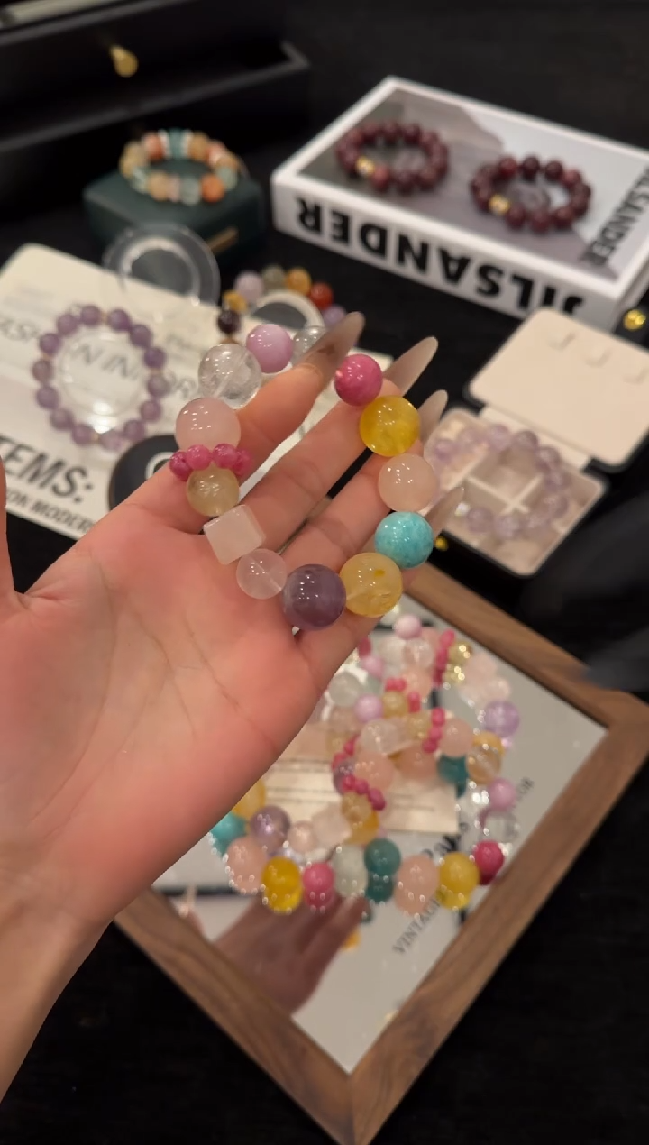 未镶嵌手链水晶彩虹多巴胺x3169