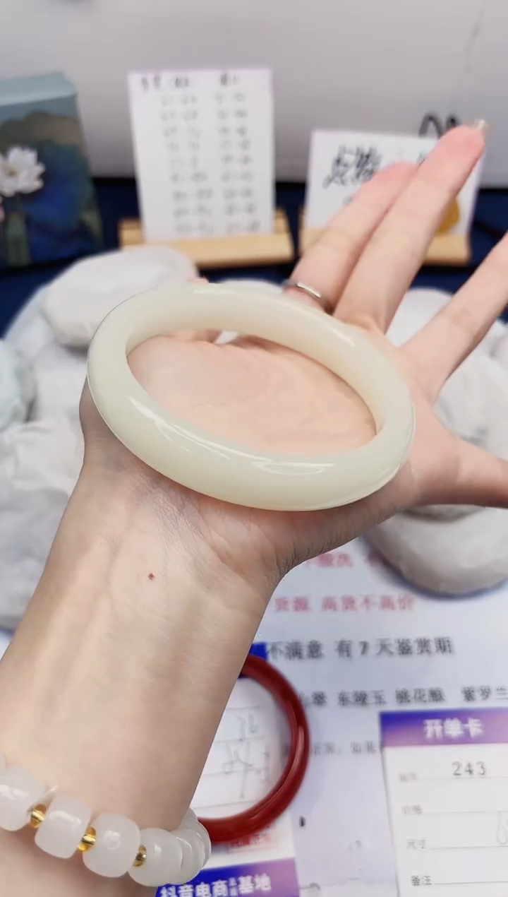 【闪购商品】石英质玉手镯未镶嵌243-玉兰白-圈口64