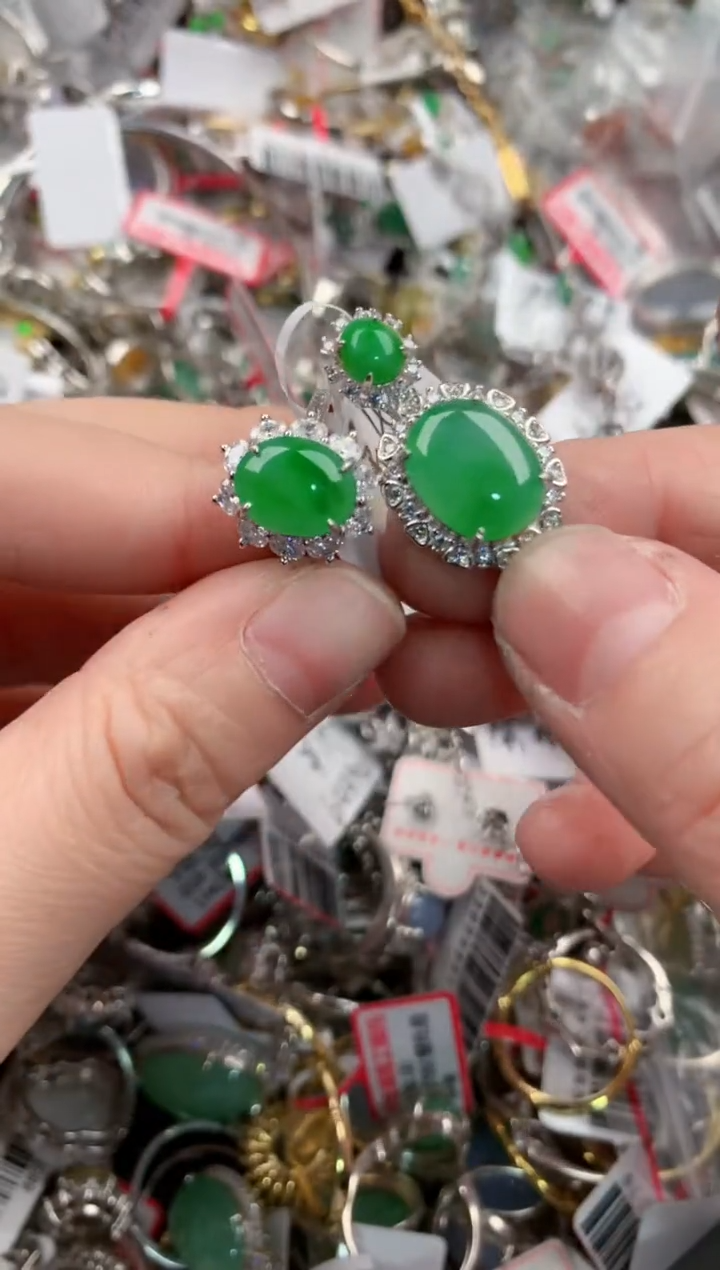 银S925镶嵌戒指翡翠12             7