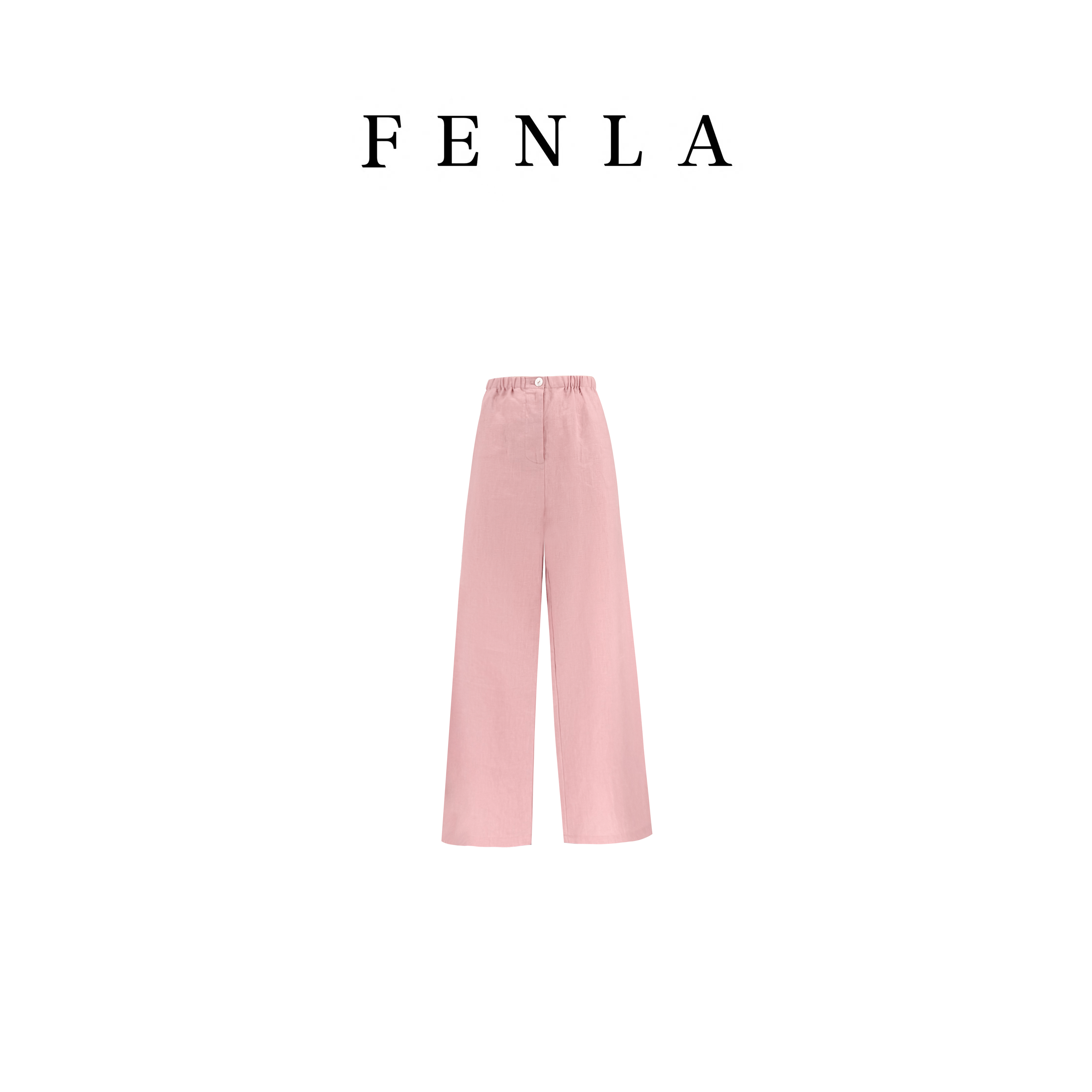 【惠姐私服】麻料高腰垂感显瘦松紧腰头休闲直筒裤子 83723