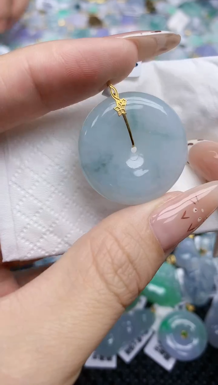 翡翠18K金镶嵌颈饰129   天然翡翠A货