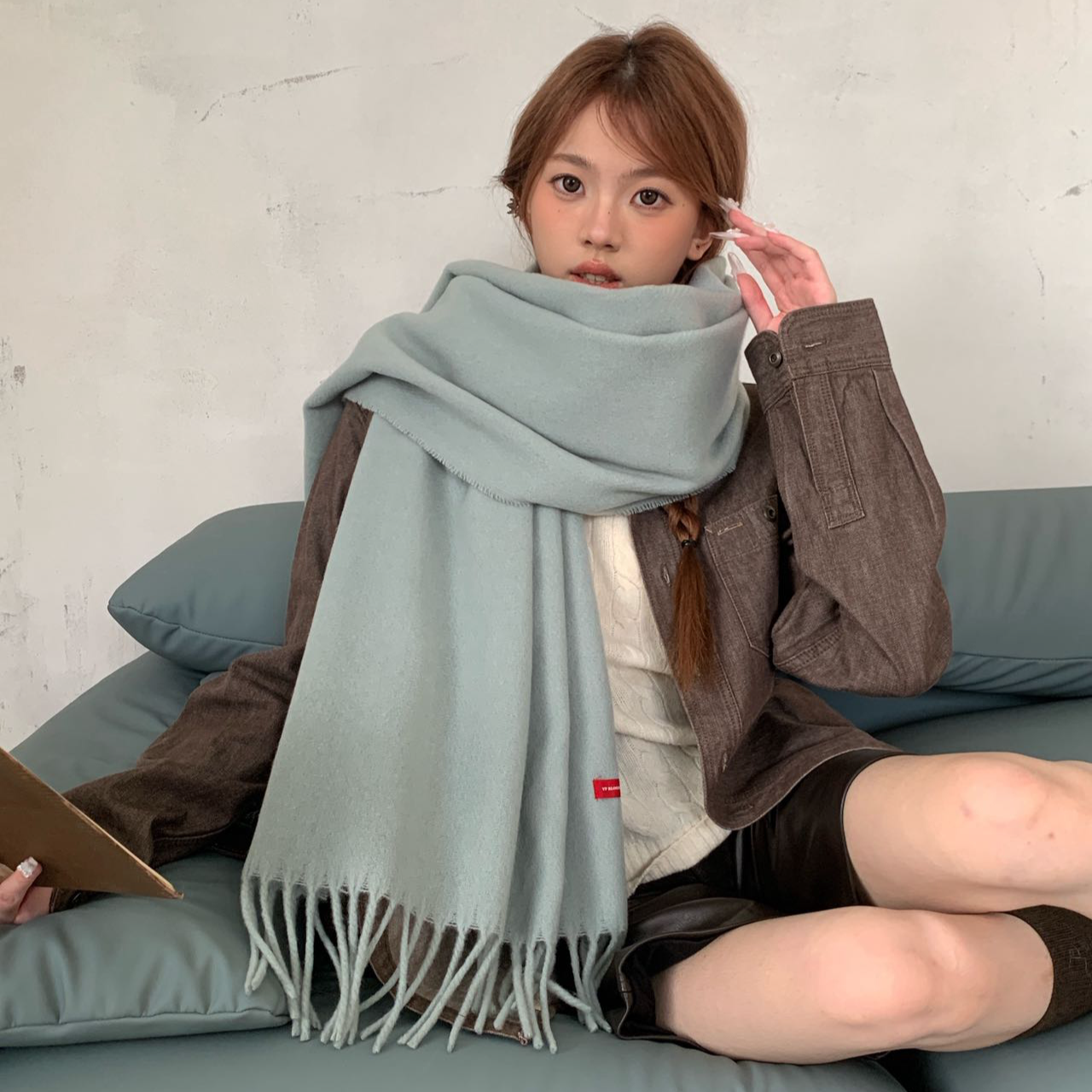 【巾有所属】慵懒风百搭精致女款羊毛围巾秋冬保暖潮流【平平无奇】