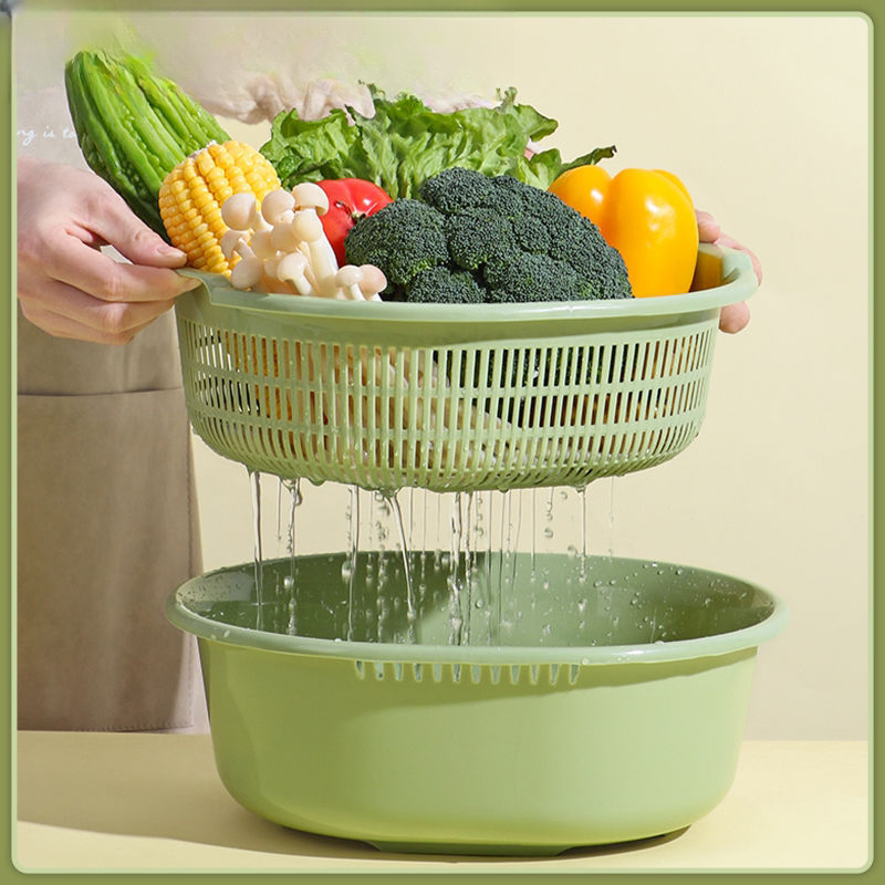 新疆包邮到家双层沥水篮洗菜盆加大厨房洗菜篮子洗水果盆水果盘子