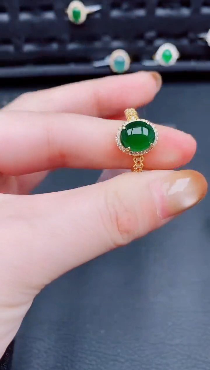 【闪购商品】翡翠戒指银S925镶嵌天然a货翡翠298