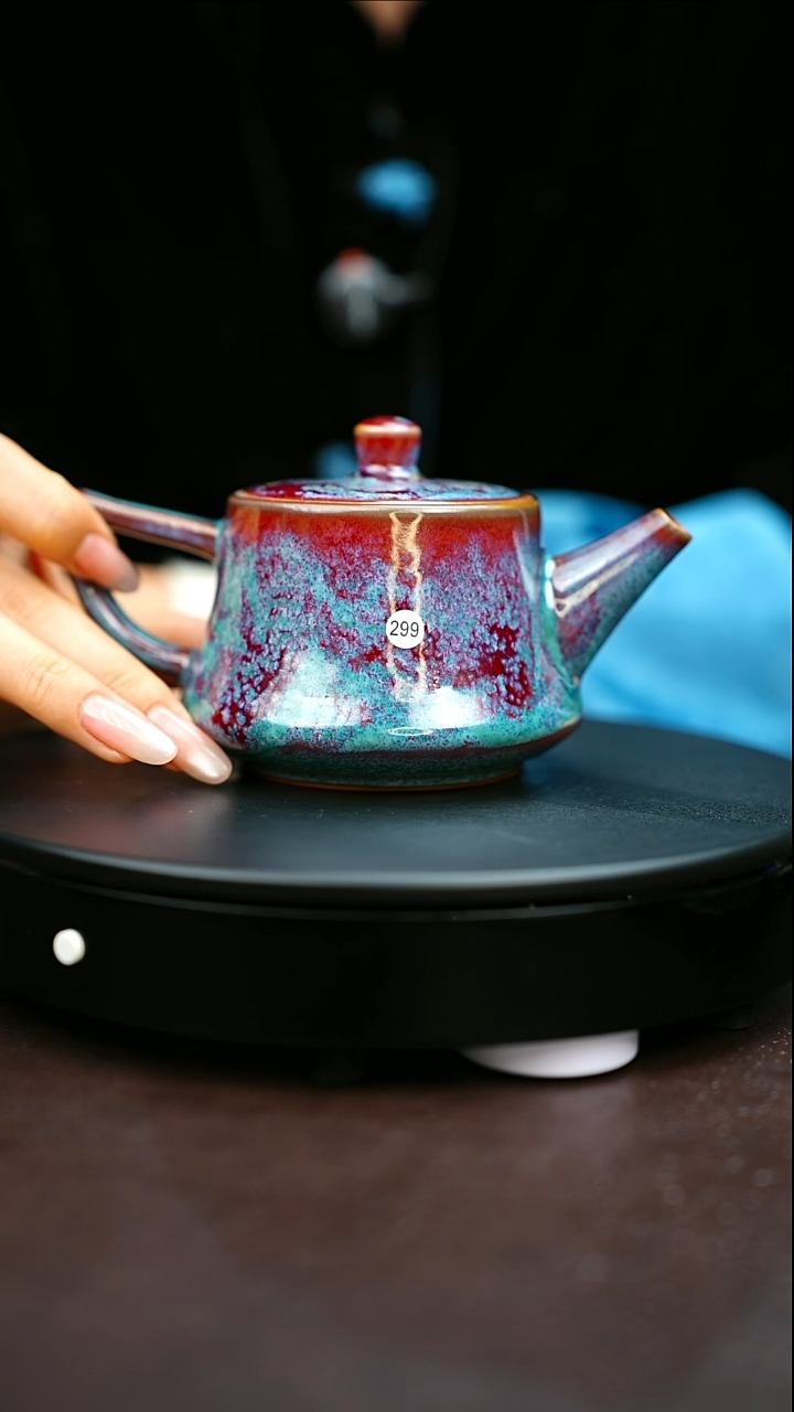 299#原矿钧瓷炉钧釉井栏壶