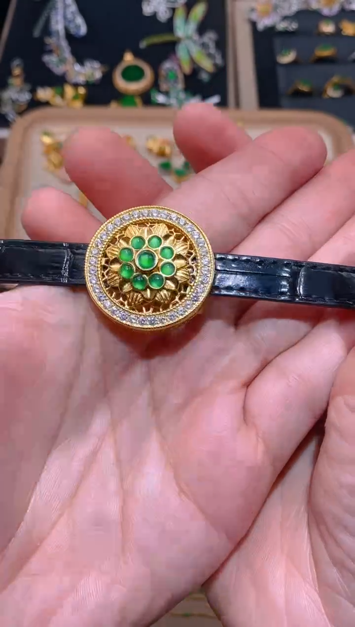 【闪购商品】翡翠手链银S925镶嵌罗盘