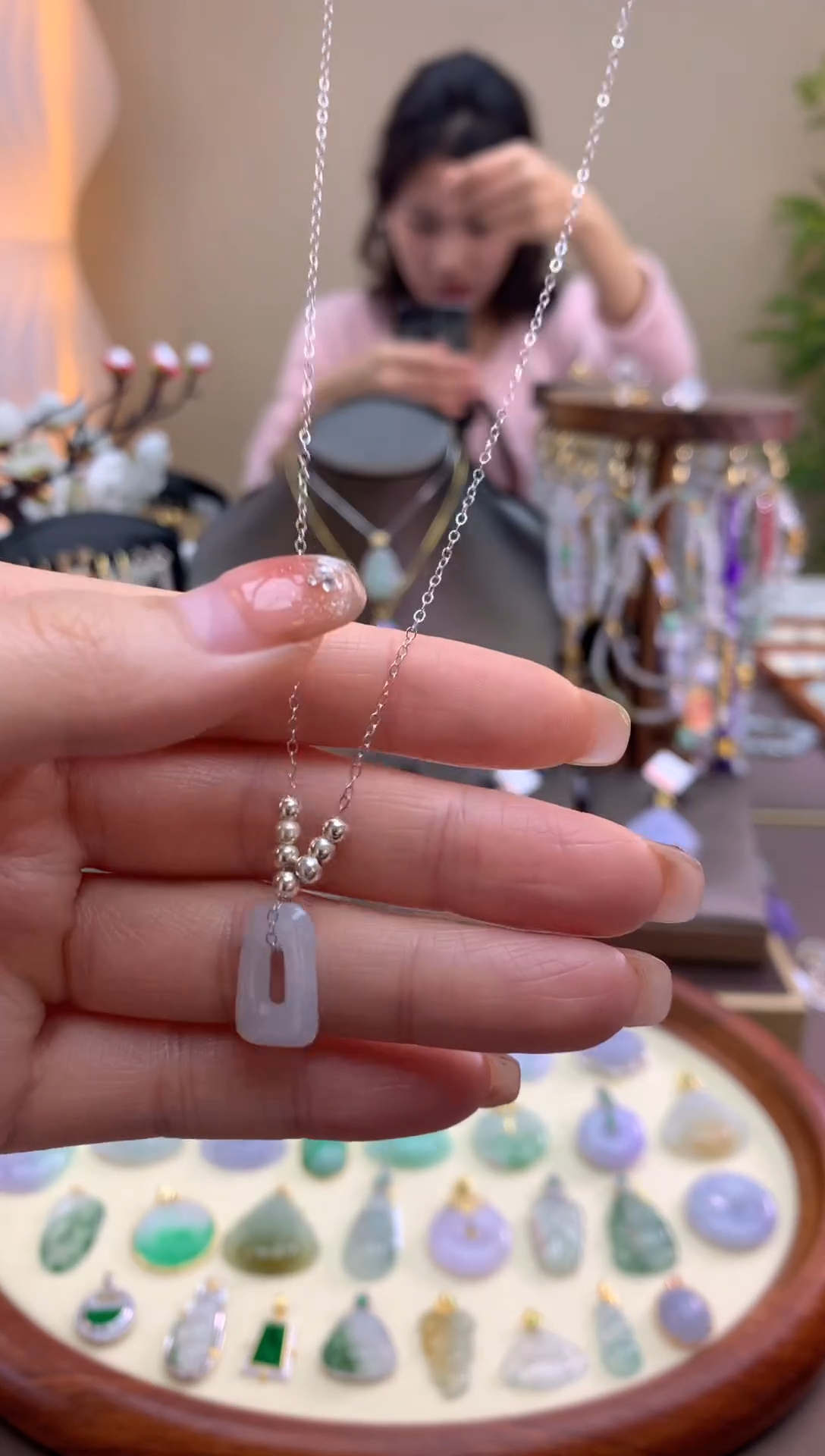 【闪购商品】翡翠颈饰银S925镶嵌项链