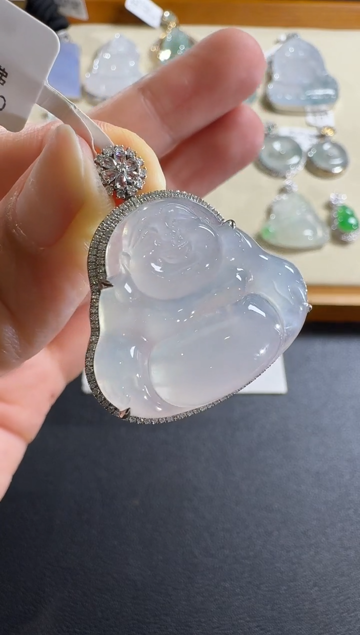 【闪购商品】翡翠吊坠(不含链)18K金镶嵌【源头工厂】钻石镶嵌