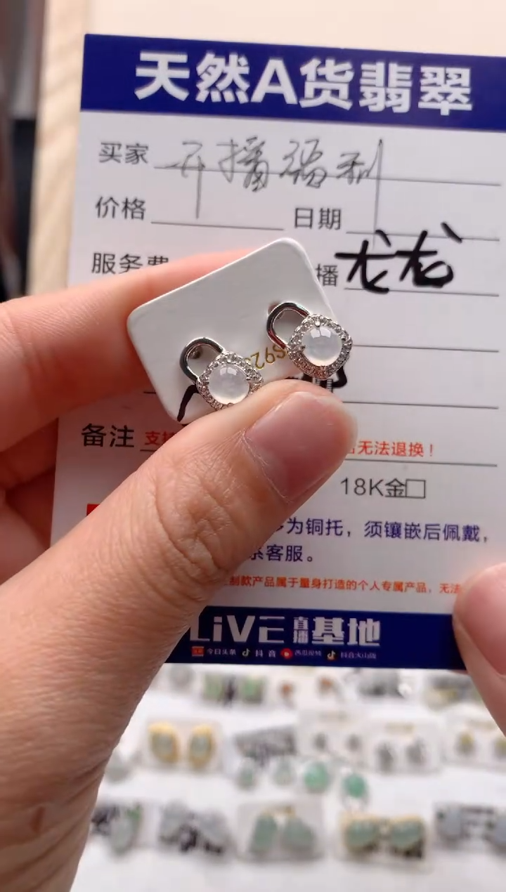 【闪购商品】翡翠耳饰银S925镶嵌1号