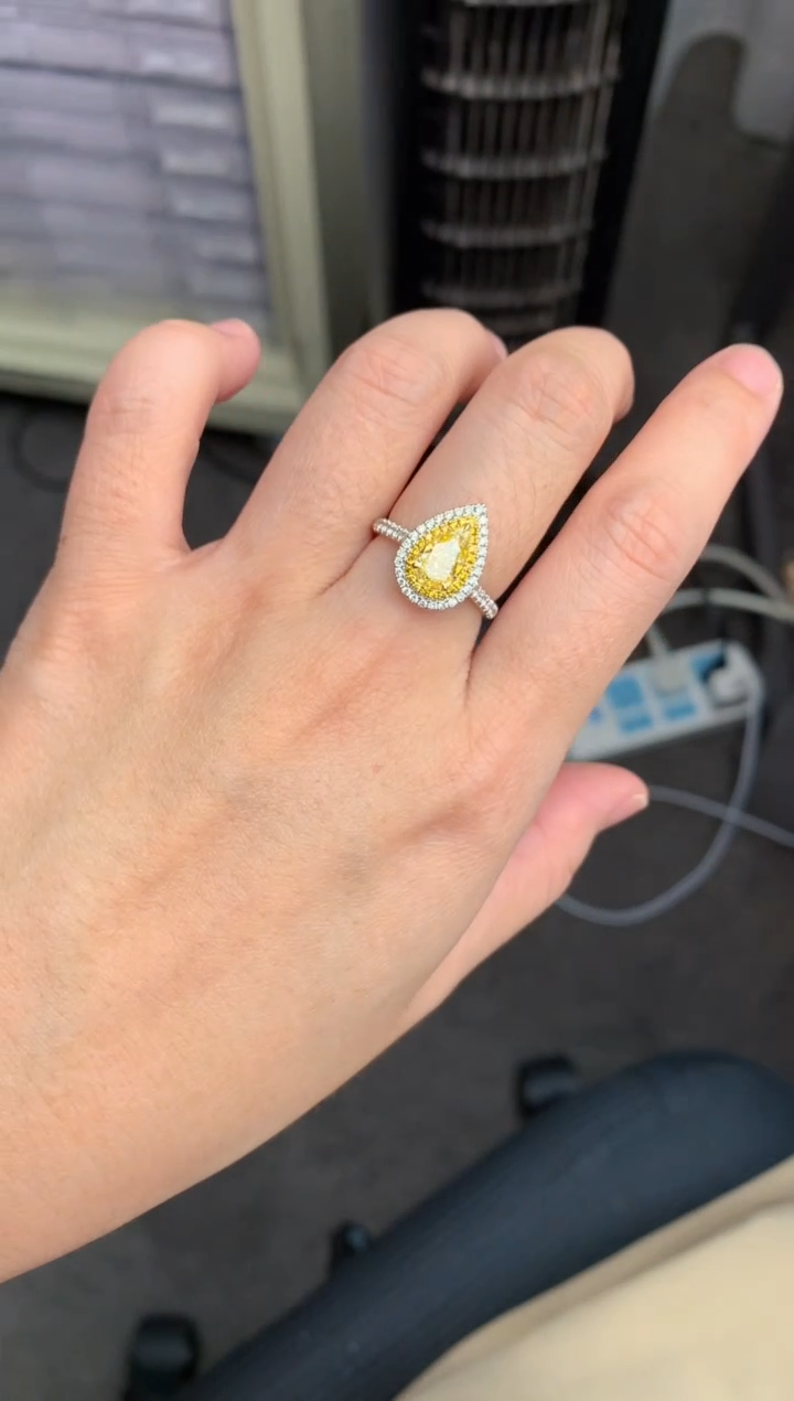 【闪购商品】钻石戒指/指环18K金镶嵌1ct黄钻戒指