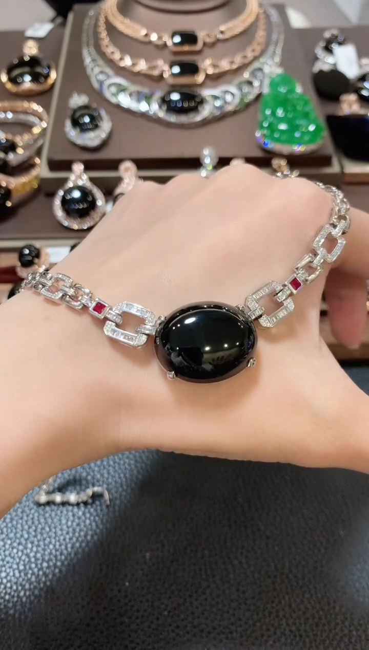 套链18K金镶嵌翡翠南*君z93  