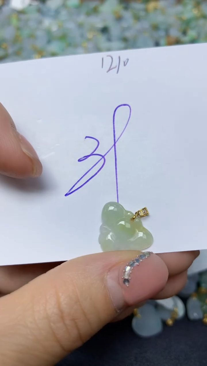 【闪购商品】翡翠挂件18K金镶嵌 天然翡翠A货