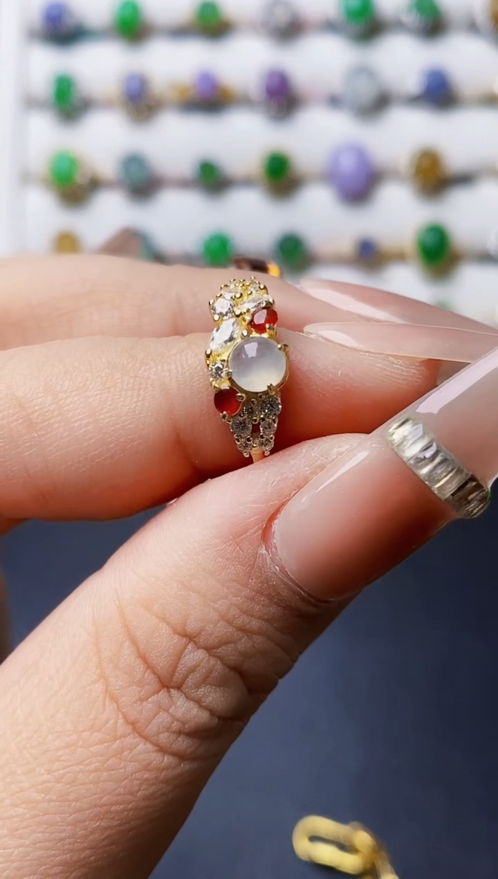 银S925镶嵌戒指翡翠0212