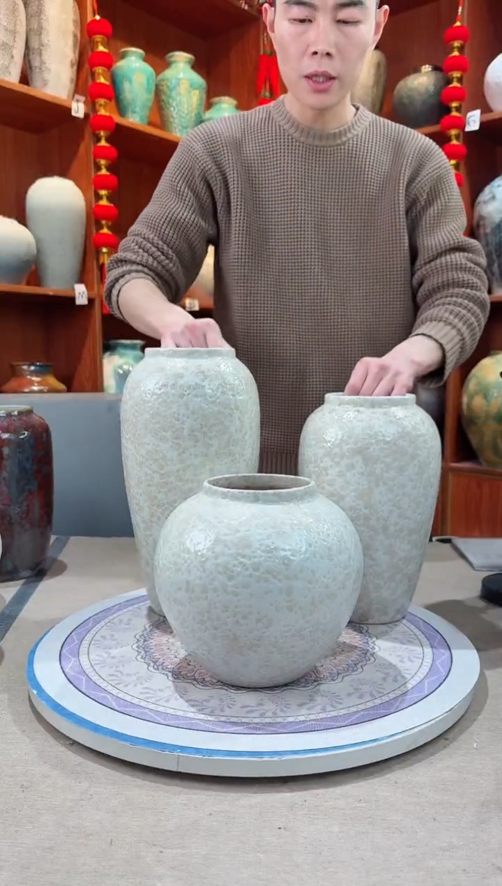 【闪购商品】瓶陶瓷花瓶 无花 茶白三件套