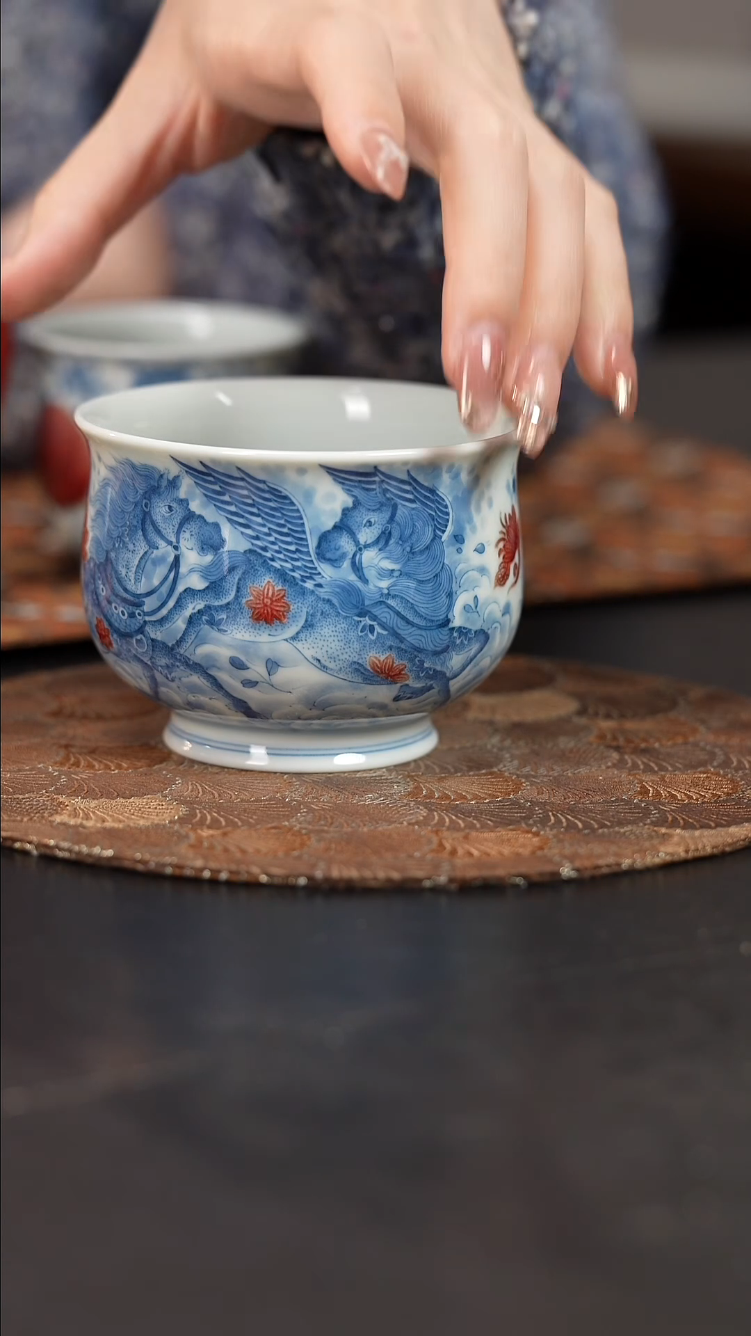 【闪购商品】杯屹朴堂青花釉里红天马
