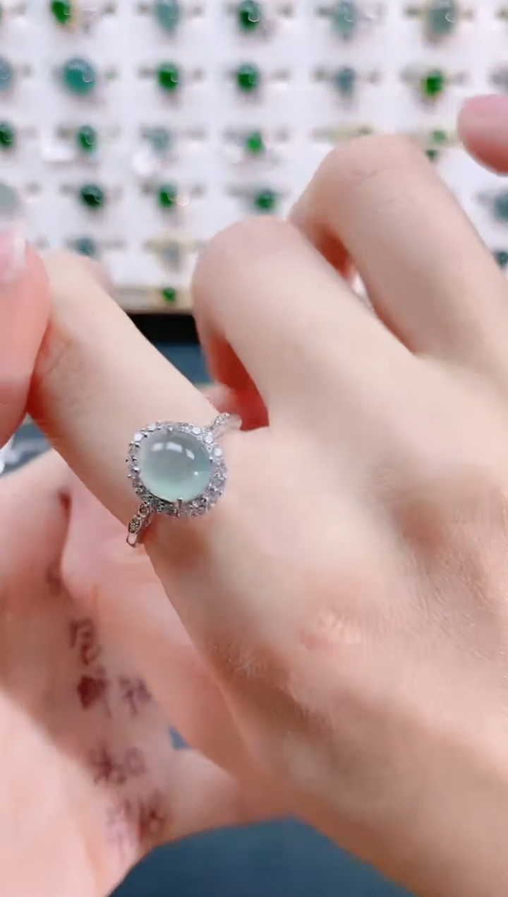 【闪购商品】翡翠戒指银S925镶嵌天然翡翠