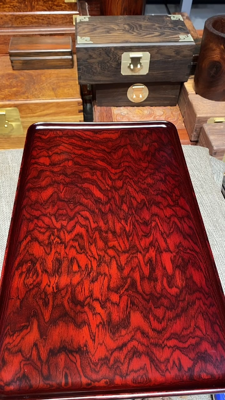 【闪购商品】红酸枝木类木艺茶盘
