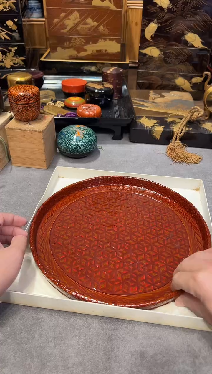 篮胎漆 竹编茶盘