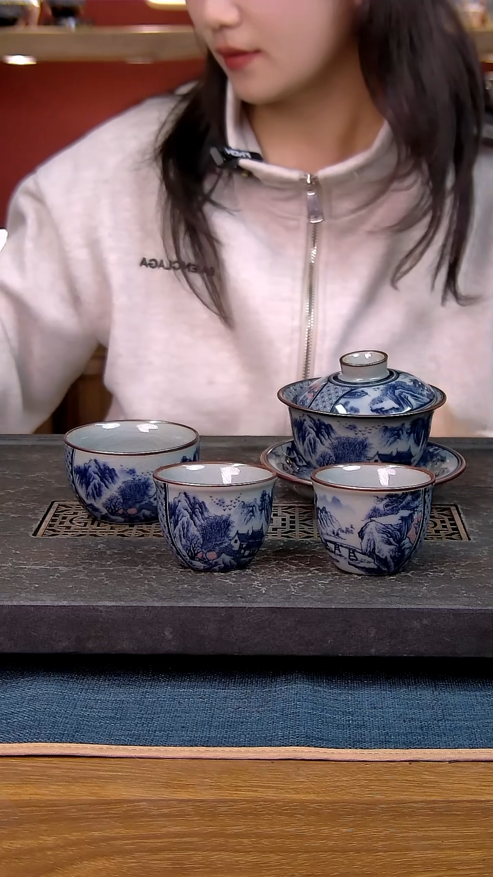 简装家用款4件套 老陶泥开片纹陶瓷茶具