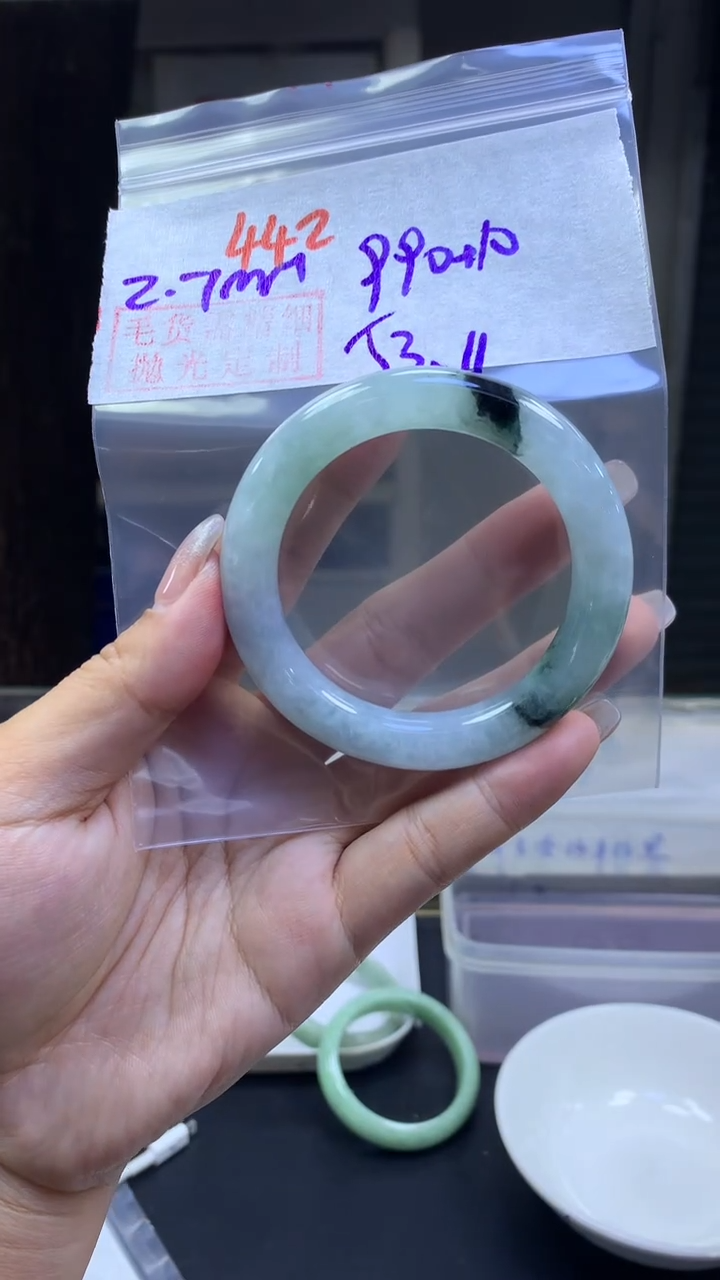 【闪购商品】定制翡翠未镶嵌442手镯53+990元+拍一发一