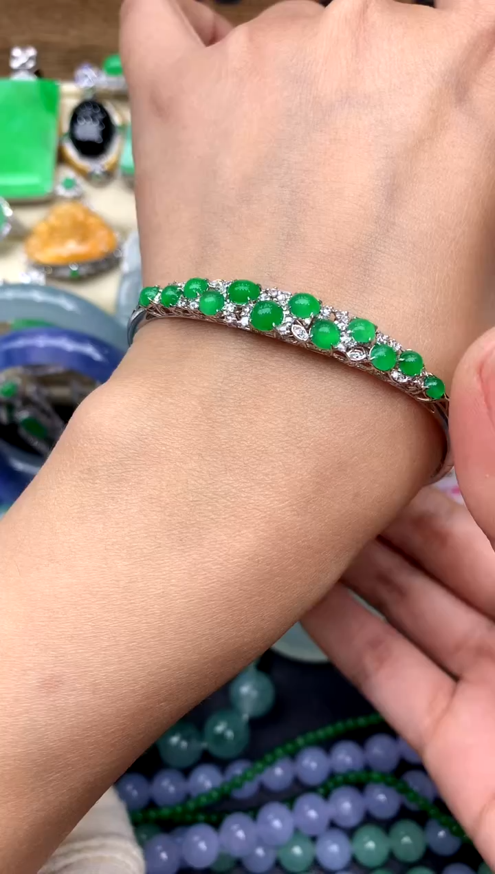 【闪购商品】翡翠手镯18K金镶嵌374-中国好珍宝