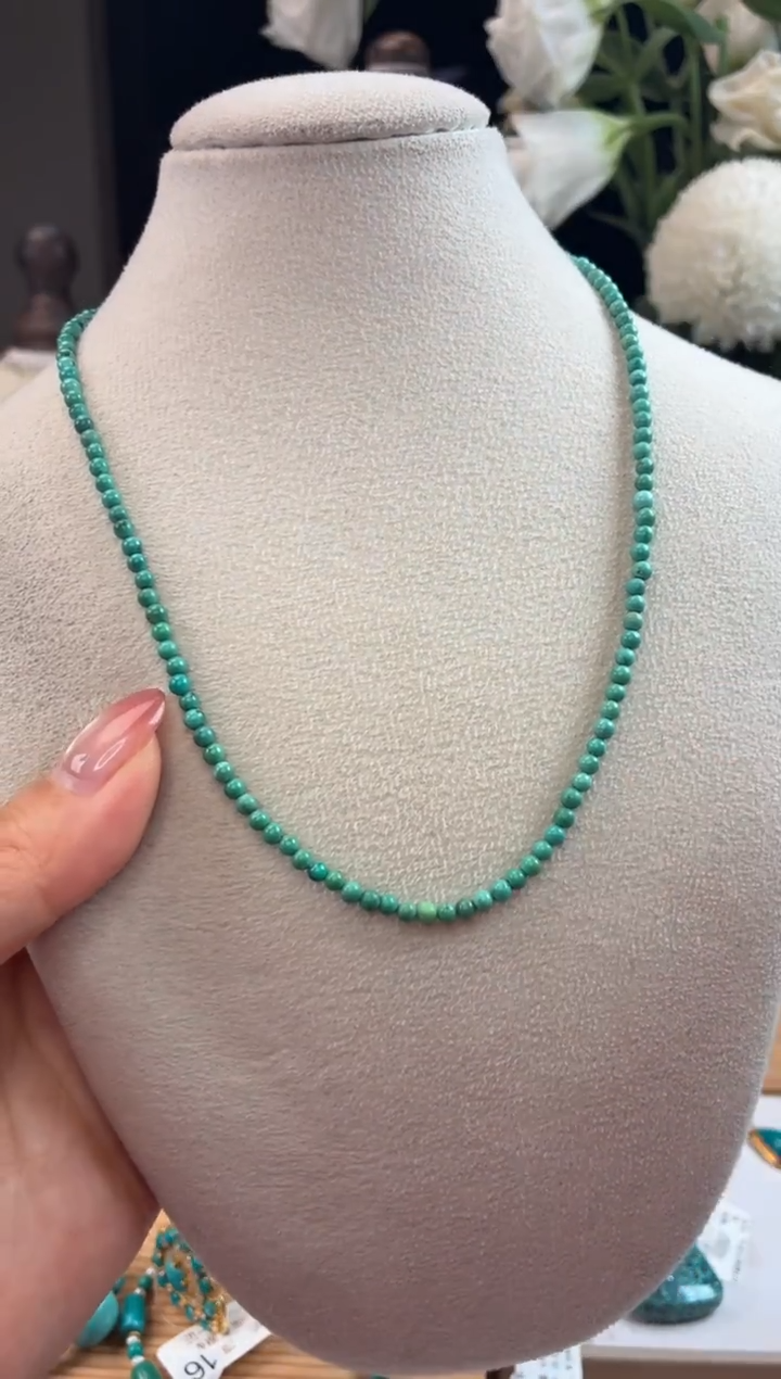 银S925镀金镶嵌绿松石项链1