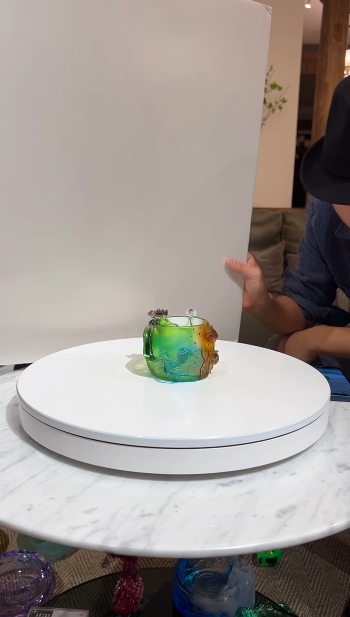 【闪购商品】摆件EML006金鱼笔筒水晶琉璃摆件