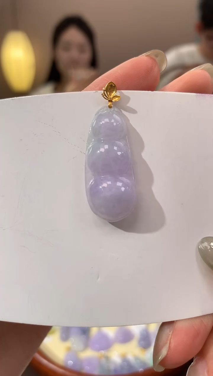 【闪购商品】翡翠颈饰18K金镶嵌天然缅甸a货翡翠