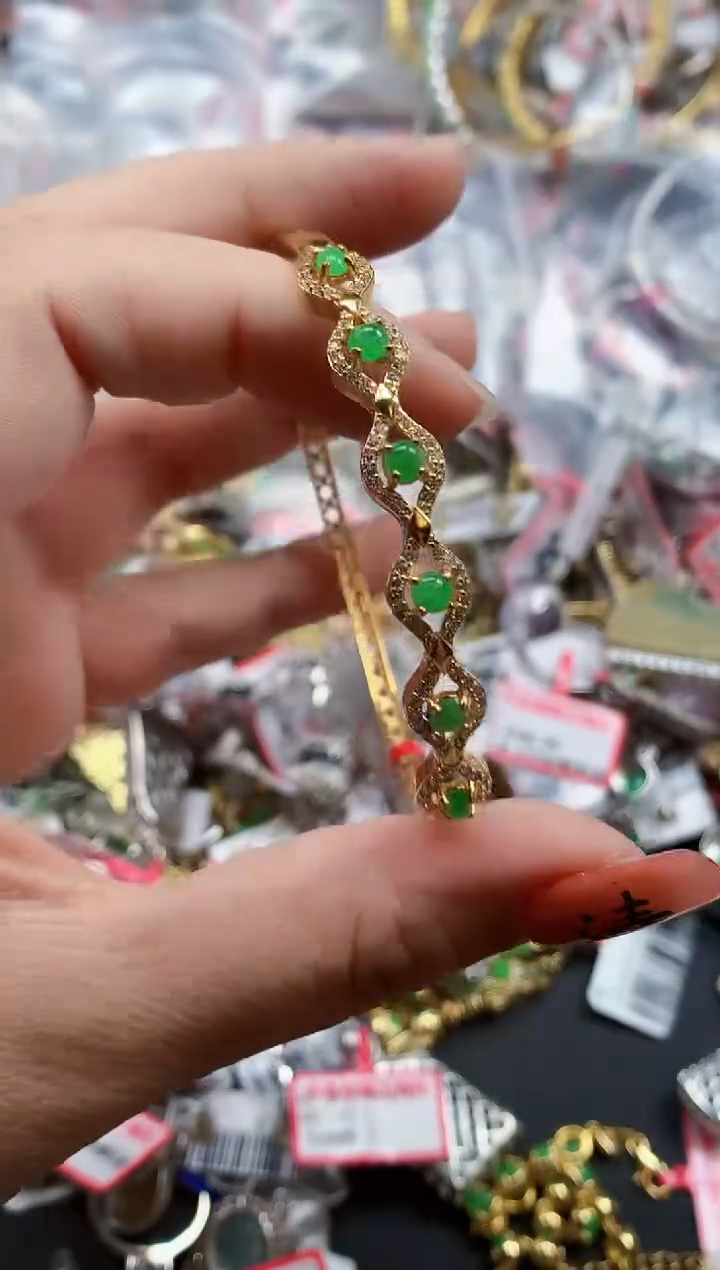 银S925镶嵌戒指翡翠天然A货缅甸翡翠