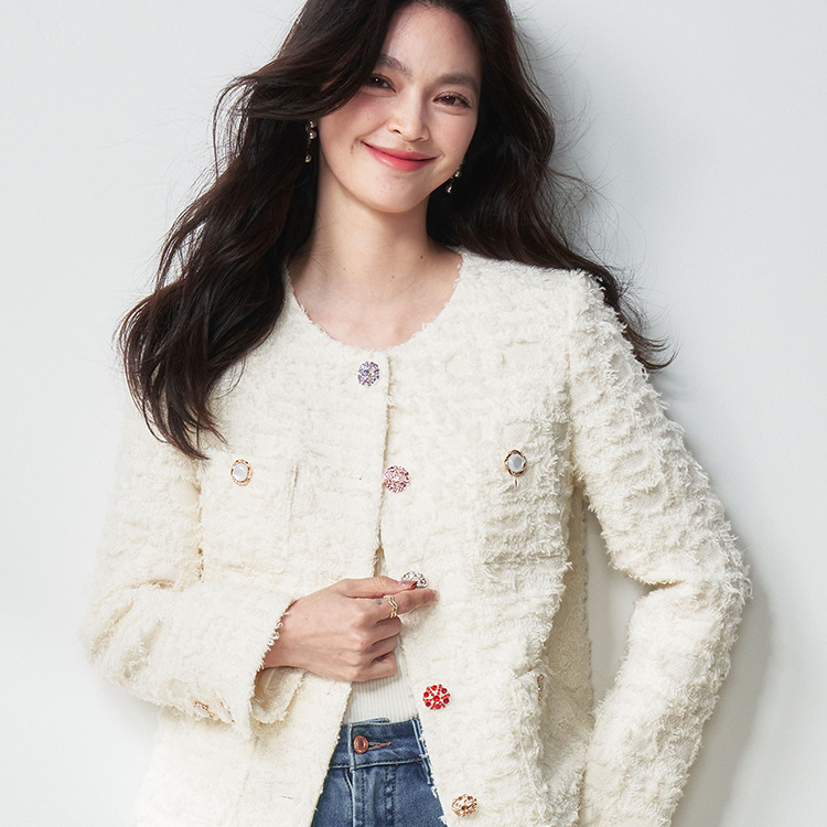25【小雪】轻奢彩色水钻高定立体灵动羊毛纱线小香风外套25016
