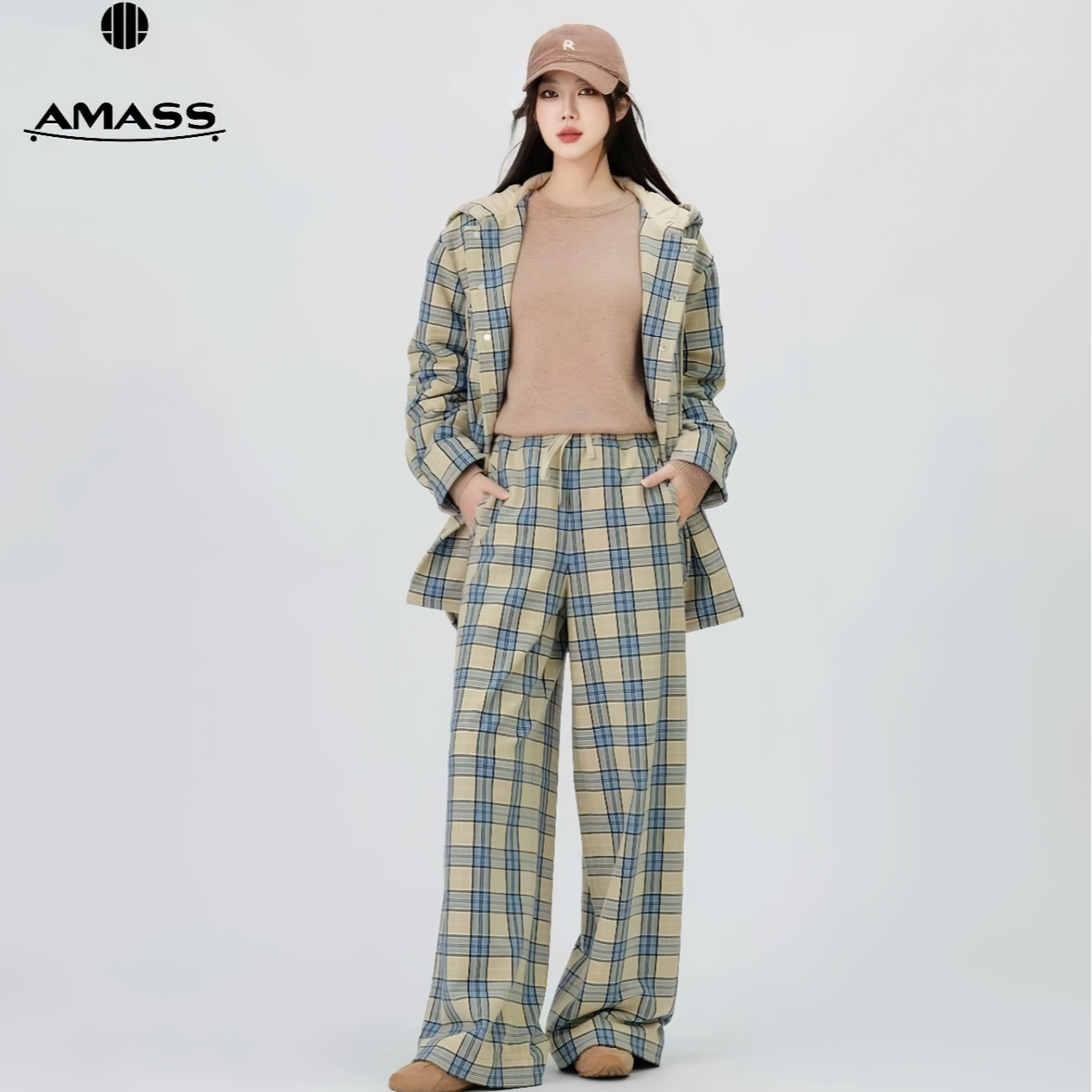 AMASS/阿玛施磨毛保暖新雪丽连帽衬衫式外套/裤子540065/5100552