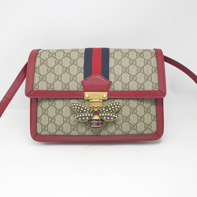 95新 GUCCI/古驰 洋诚二手 古驰老花小蜜蜂斜挎包
