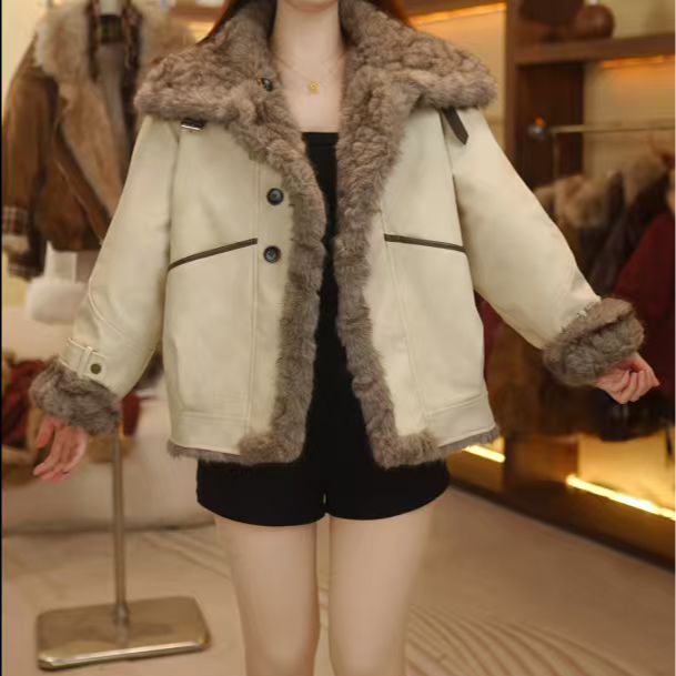 冬季新款真毛领加绒加厚派克服外套连帽轻奢风女童宝宝童装外套