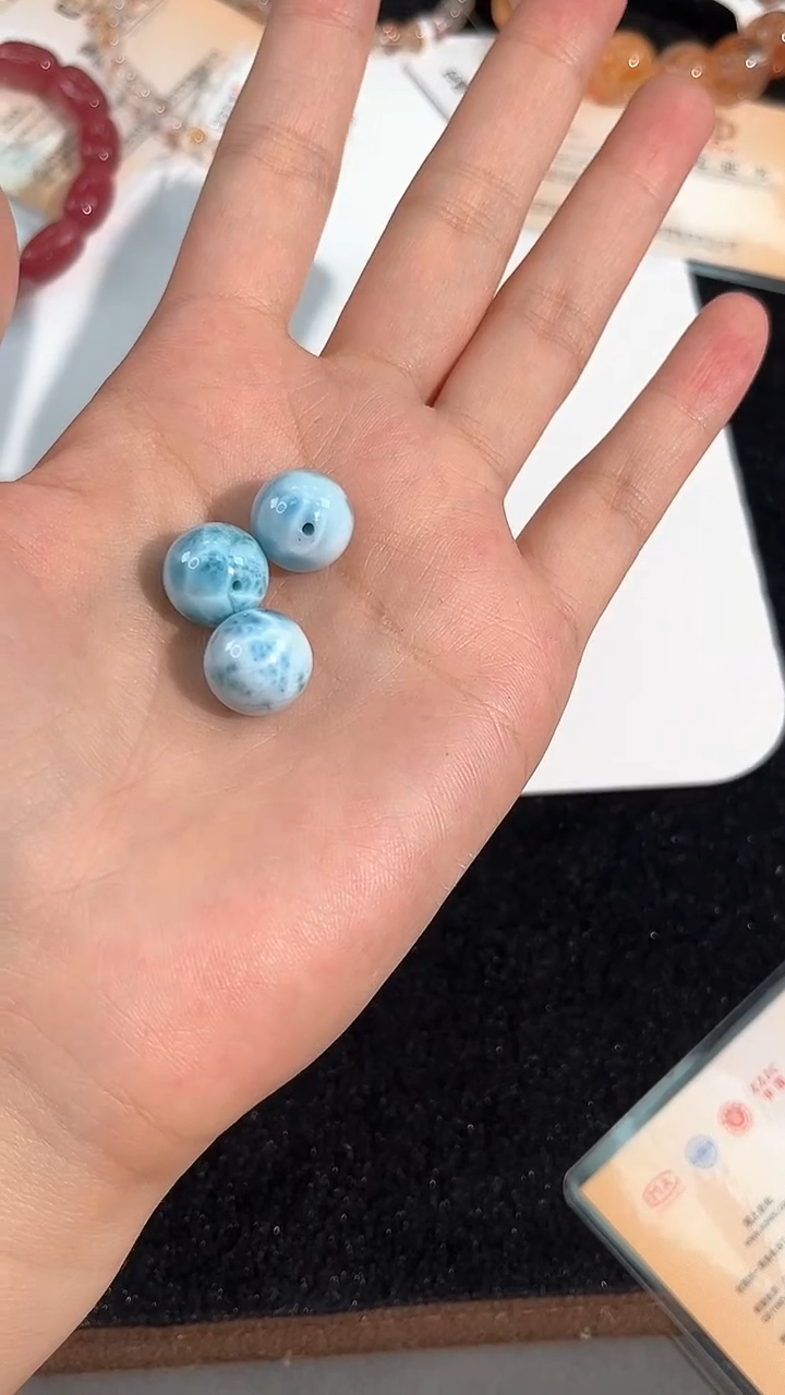 针钠钙石（海纹石）未镶嵌珠宝半成品31号海纹石单颗配件12mm