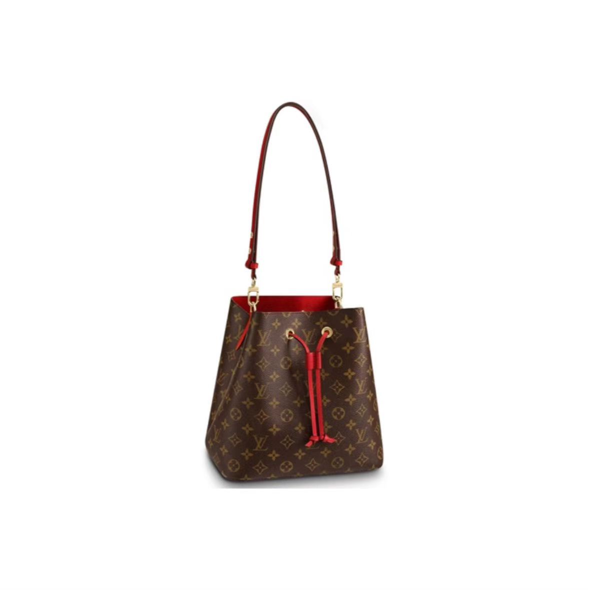 99新 LouisVuitton/路易威登 LV老花水桶包红色