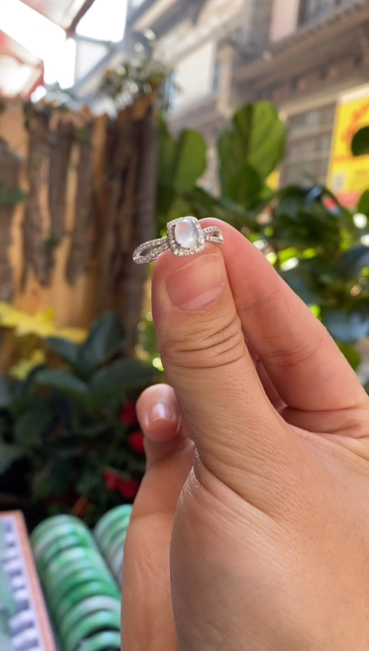 银S925镶嵌戒指翡翠翡翠戒指