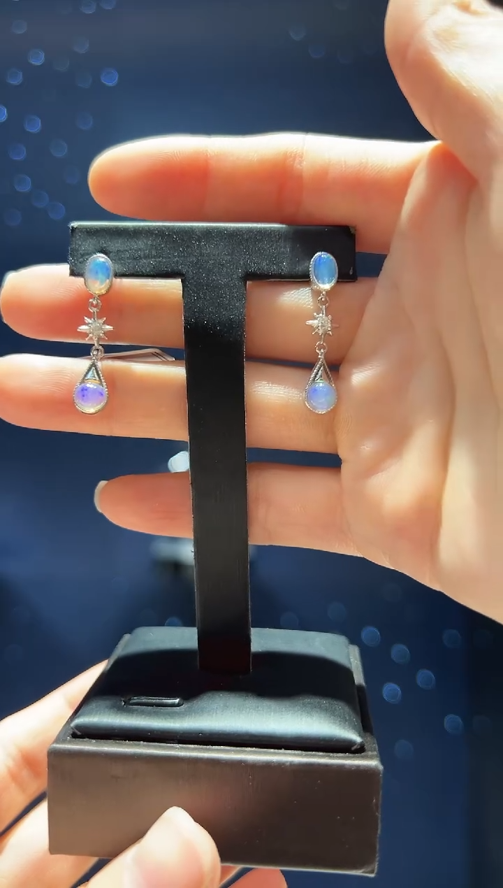 【闪购商品】欧泊耳饰银S925镶嵌53】