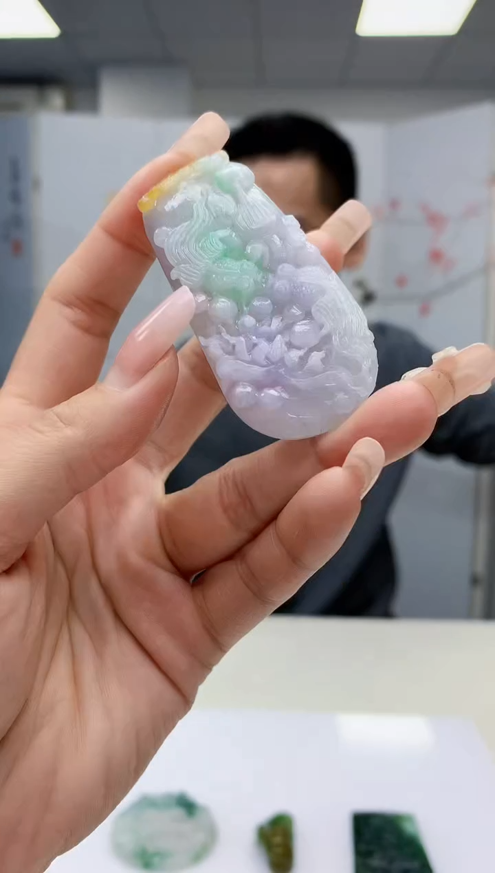 【闪购商品】定制翡翠未镶嵌3916lr-毛货挂件74