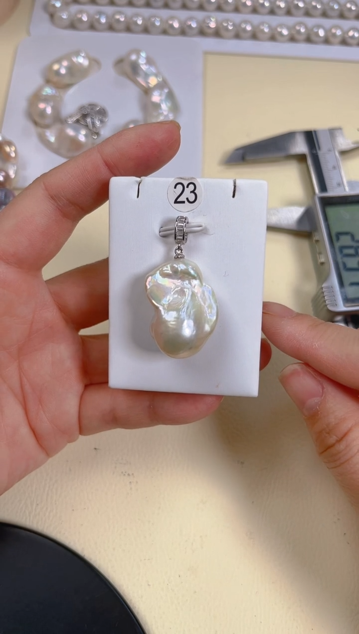 【闪购商品】淡水珍珠吊坠(不含链)银S925镶嵌巴洛克吊坠