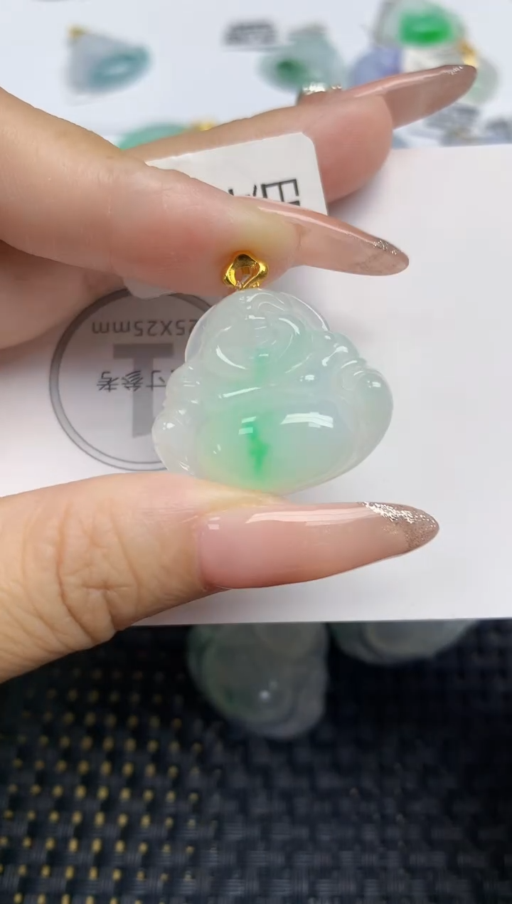 颈饰18K金镶嵌翡翠天然缅甸A货翡翠百元以上9元证书费自理