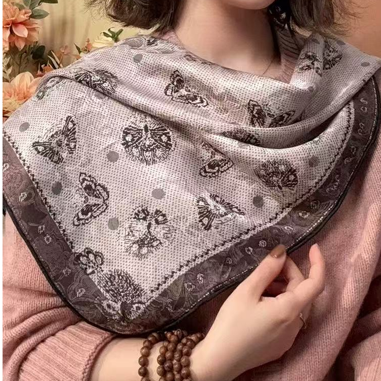 【梦蝶】65尺寸19姆米非遗花罗双面双色轻奢高级百搭精卷丝巾