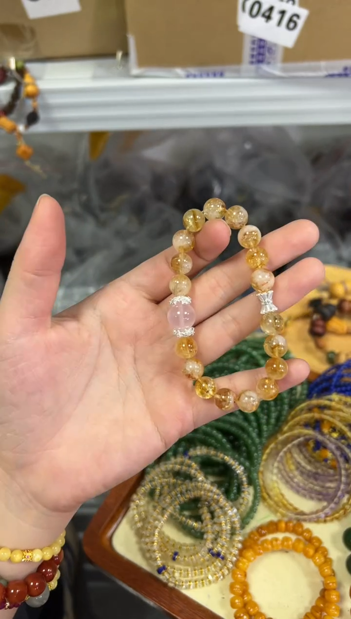 【闪购商品】水晶手链未镶嵌黄阿赛富贵花水晶手链[1034]