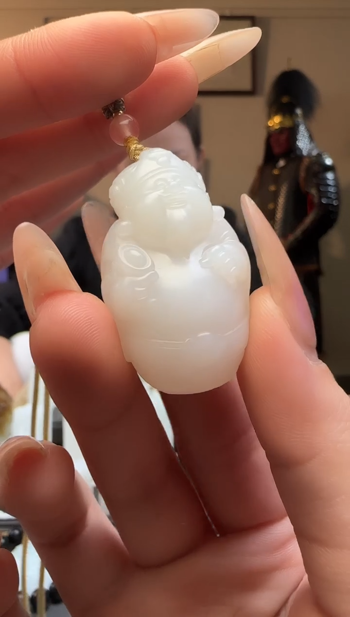 【闪购商品】和田玉白玉财神未镶嵌吊坠