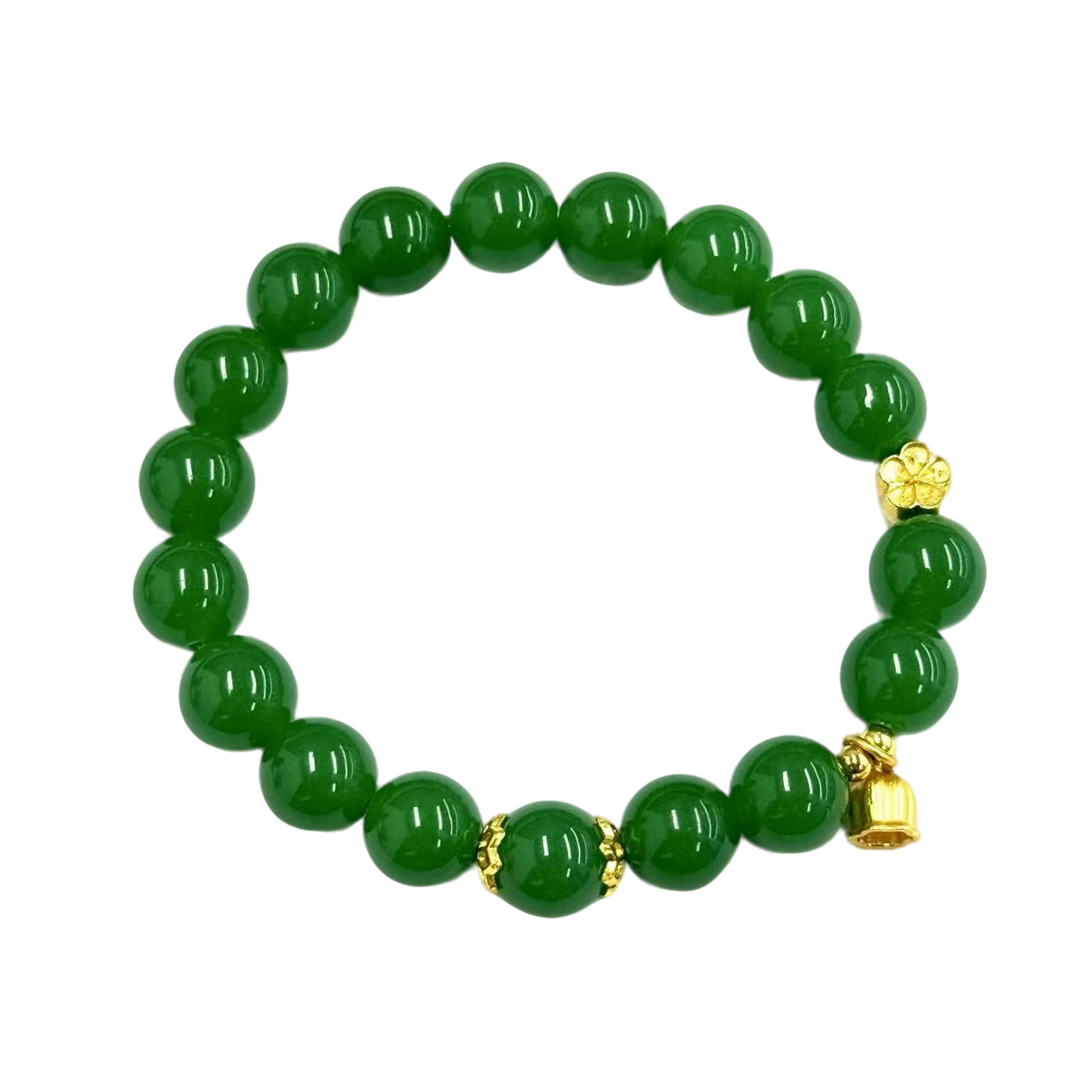 s1499-原创DIY国风设计款金宝绿石英质玉圆珠手串-赠礼盒